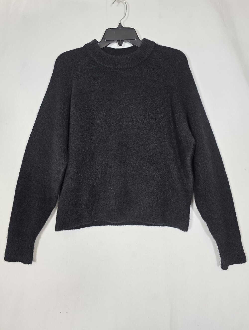 White + Warren Extrafine Wool & Cashmere blend Black Crewneck Pullover Sweater